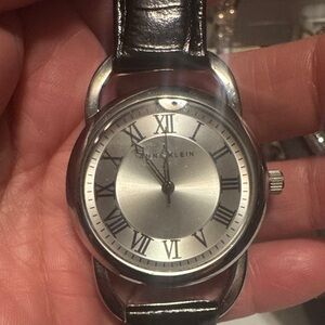 Anne Klein Black and Silver Roman Numeral Watch